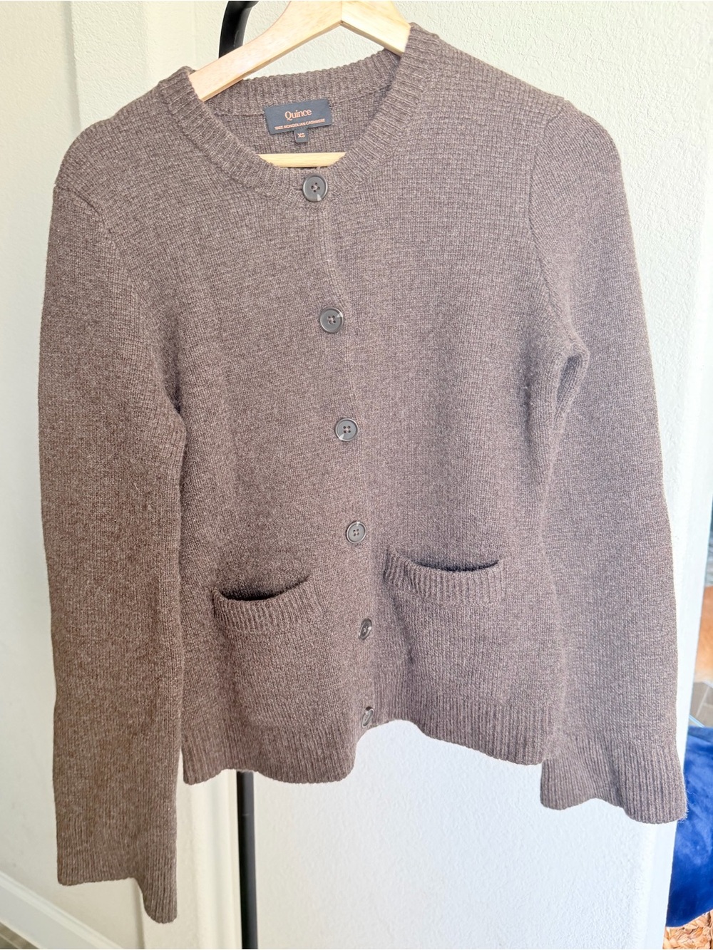 Quince Mongolian Cashmere Structured Cardigan / Heather Truffle Brown / XS NWOT